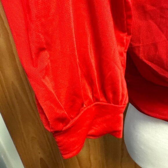 NEW Sincerely Jules Red V Neck Long Sleeve Crop Top NWT L Large Mesh - Picture 4 of 8